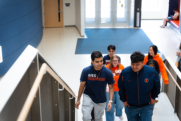 Students on stairs at Wymer Hall