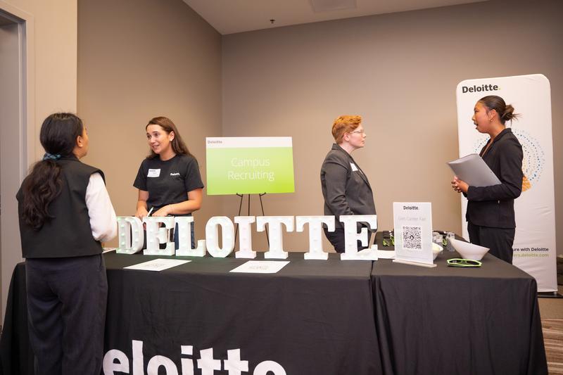 Recruiter and student talking at Career Fair