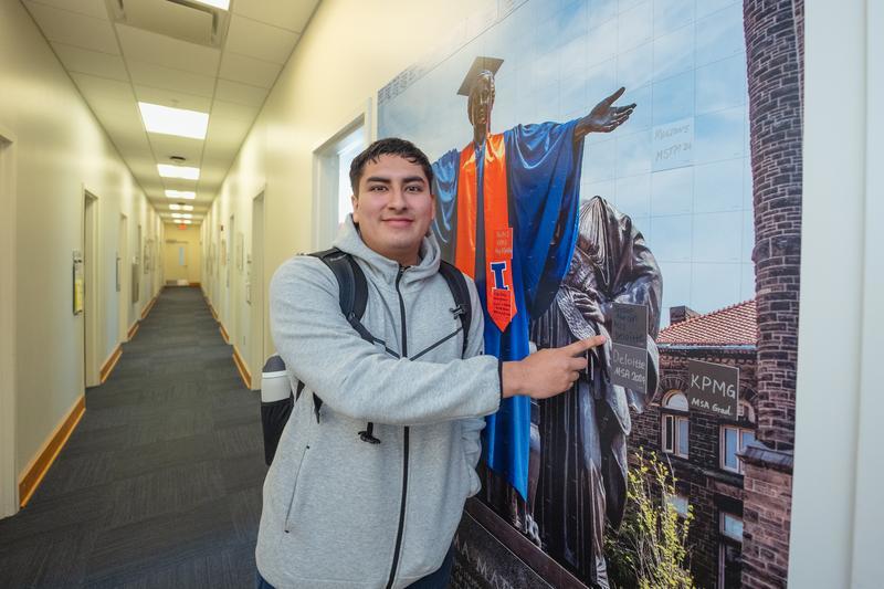 Student sharing job on success wall