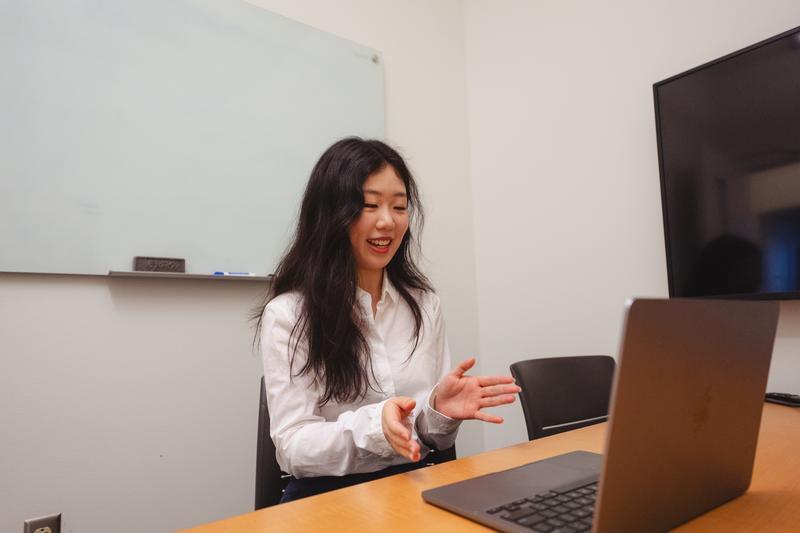 Student on a mock virtual interview